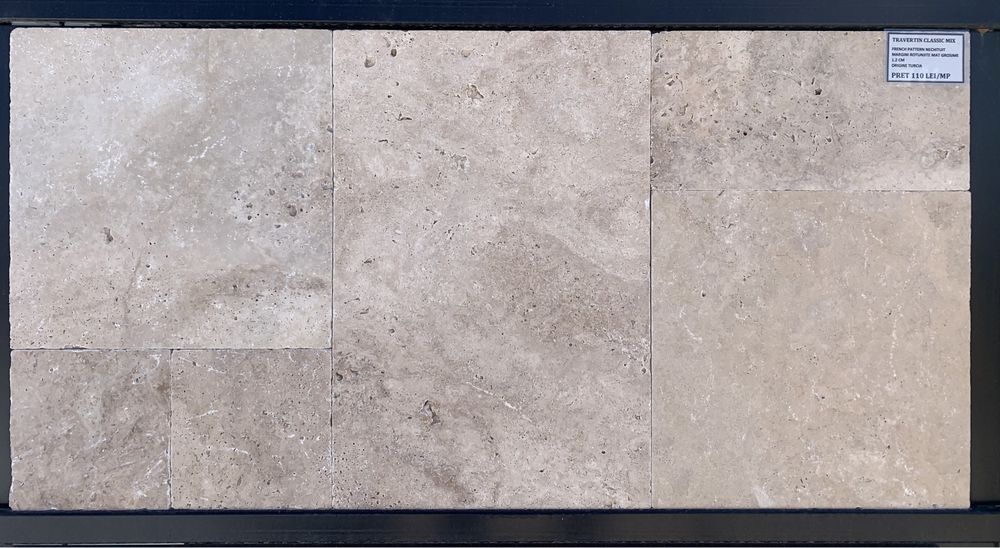 Travertin French Pattern Storm chituit si nechituit, mat, grosime 1.2