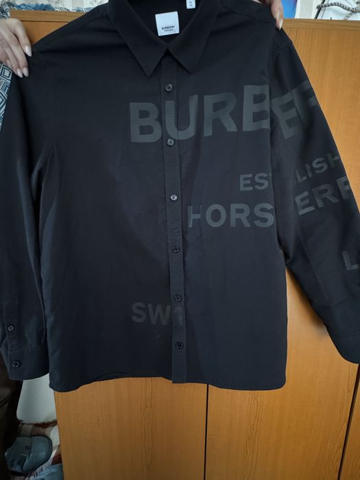Cămașă Burberry – neagră, logo print – mărime XL