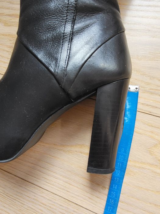 Cizme piele negre peste genunchi imblanite ZARA 39