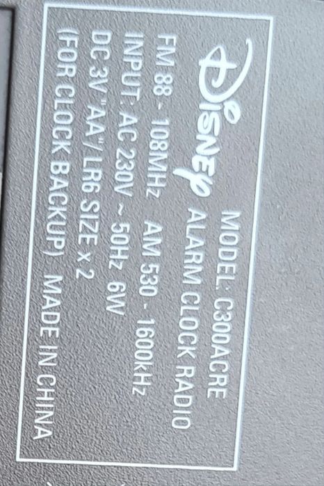 Radio cu ceas deșteptător Disney, model C300ACRE