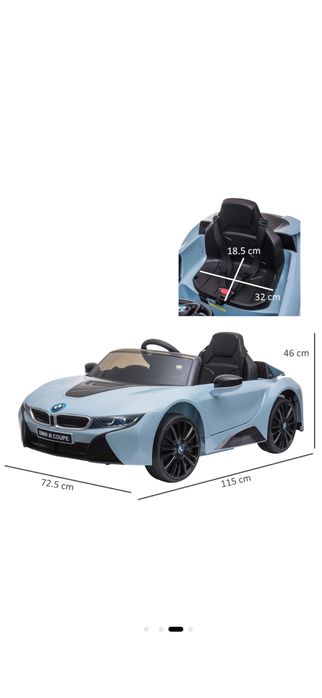 Masina Electrica, Homcom, Licenta BMW I8 Coupe, cu telecomanda, MP3, baterie