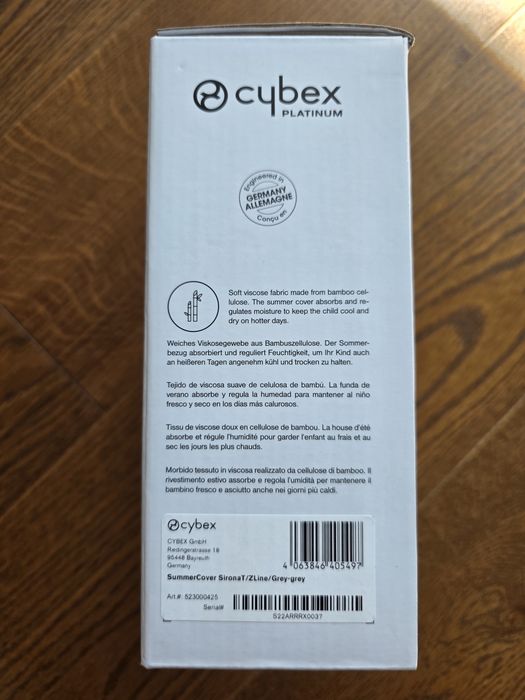 Cybex Platinum husă de vară pentru scaunul auto Sirona T/Z Grey NOU