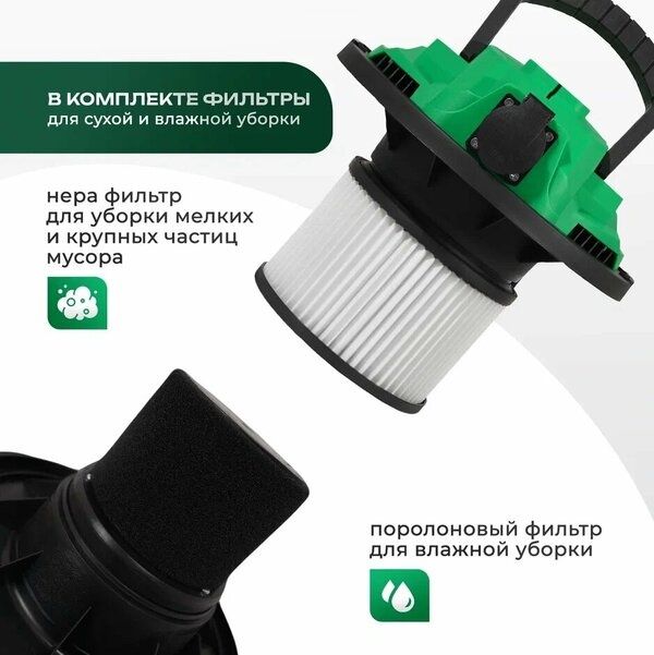 Пылесос строительный Electrolite ПС20С 20л, 1500 ВТ, мешок в комплекте