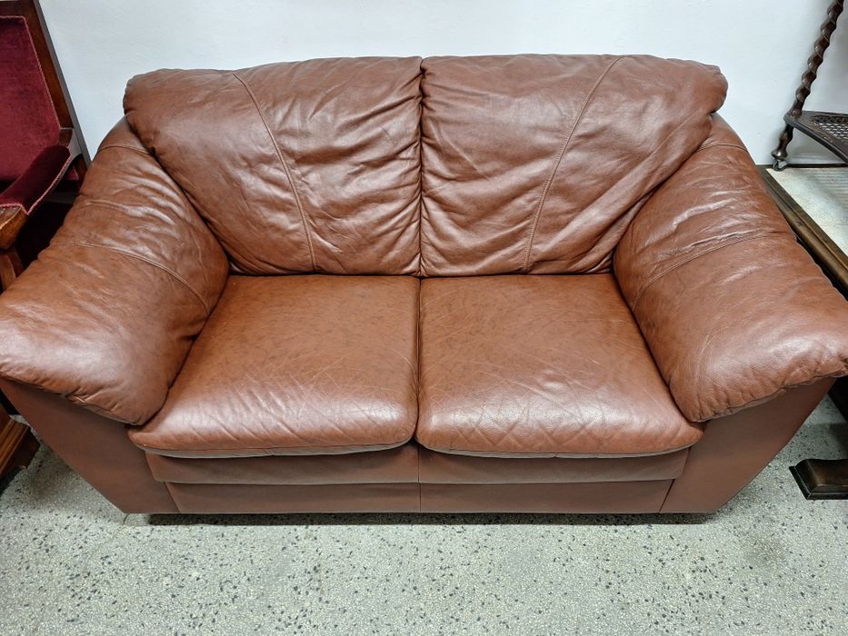 Диван двойка естествена кожа