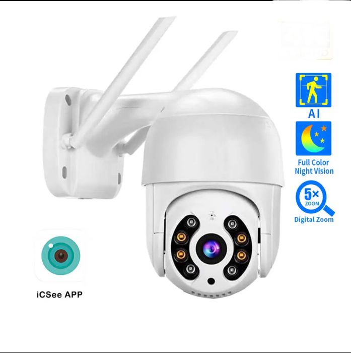 Охранителна IP камера безжична WI-FI,външна Full HD ,АУДИО ,захранване