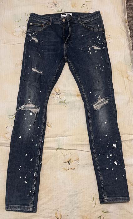 Blugi skinny betshka cu pete albe 40
