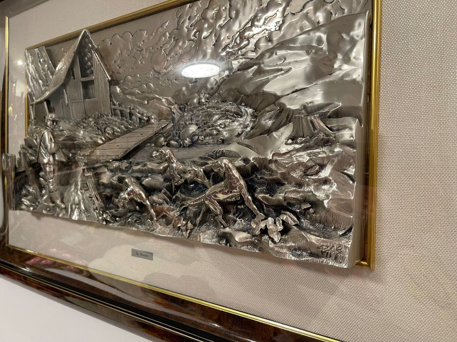 Картина висок релеф от сребро 925 и 18к злато