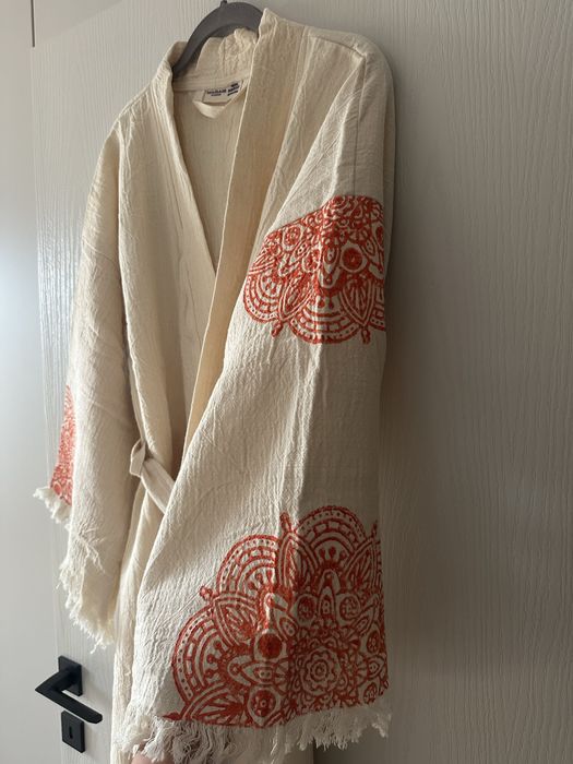 Caftan / kimono handmade, din bumbac 100%, vopsit natural