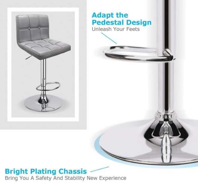 Scaun de bar reglabil gri deschis, 37x10x112 cm, defect estetic