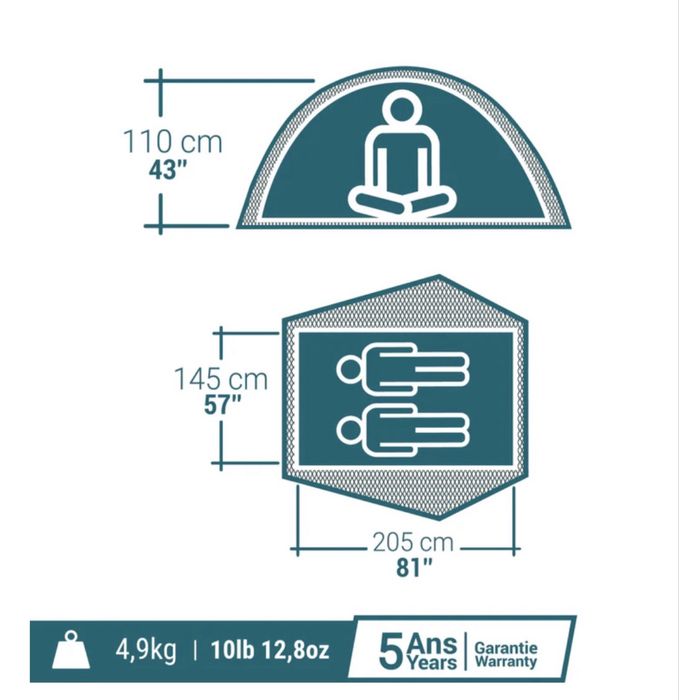 Decatlon Quechua 2 SECONDS EASY Fresh & Black