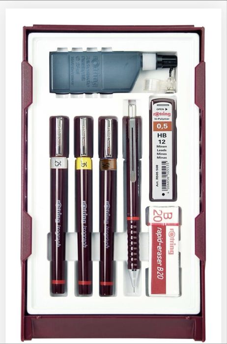 Комплект рапидографи rotring college + чертожна дъска