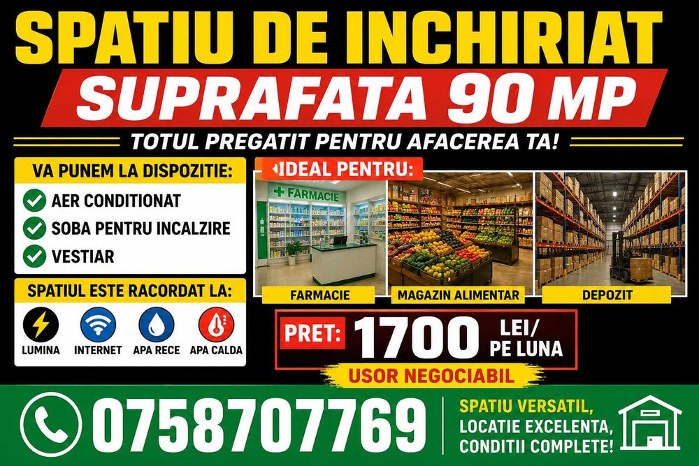 Spatiu de inchiriat -comuna Costache Negri