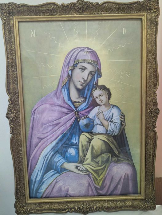 Vând icoană religioasă veche cu Maica Domnului și Pruncul