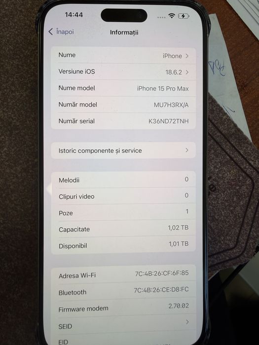 iPhone 15 pro max 1 T 91% baterie