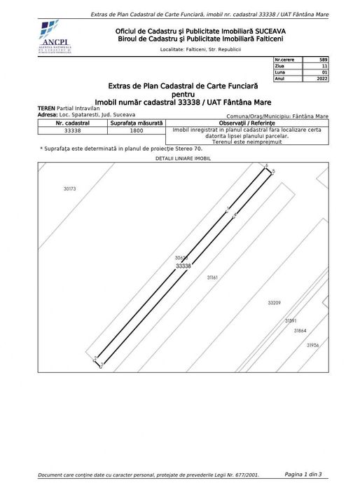 teren intravilan Fantana Mare 3600 mp