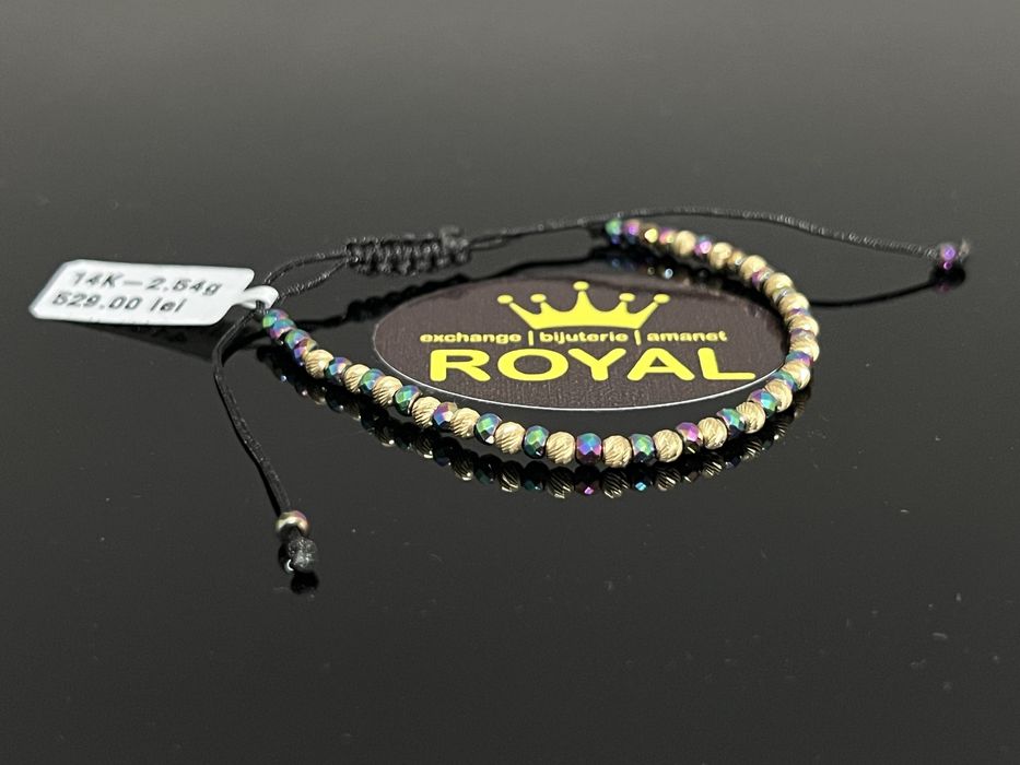 Bijuteria Royal CB : Bratara cu snur bile aur 14k 2,54 grame