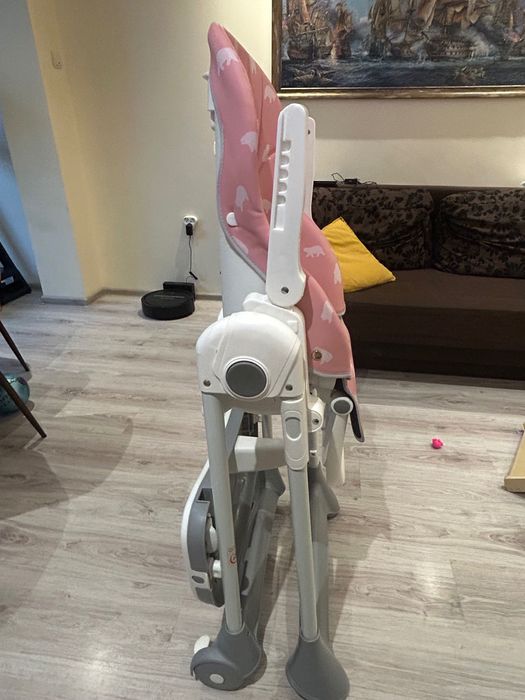 Проходилка Moni+Столче за хранене Lorelli Campanella - Розов с мечета