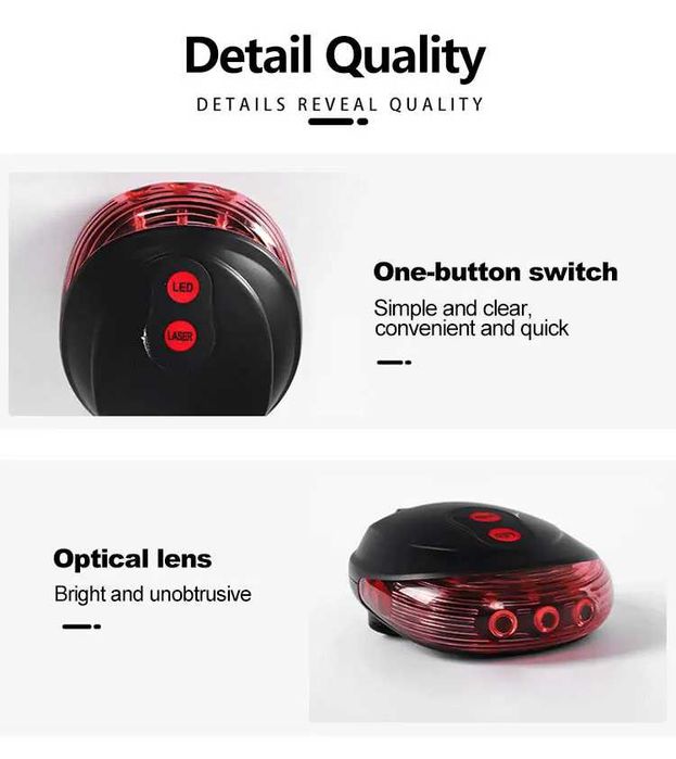 Stop bicicleta cu 5 leduri cu 7 jocuri de lumini si 2 lasere