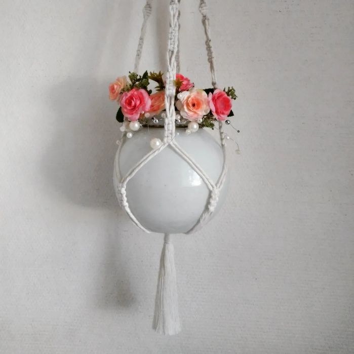 Подвесы для кашпо в технике макраме