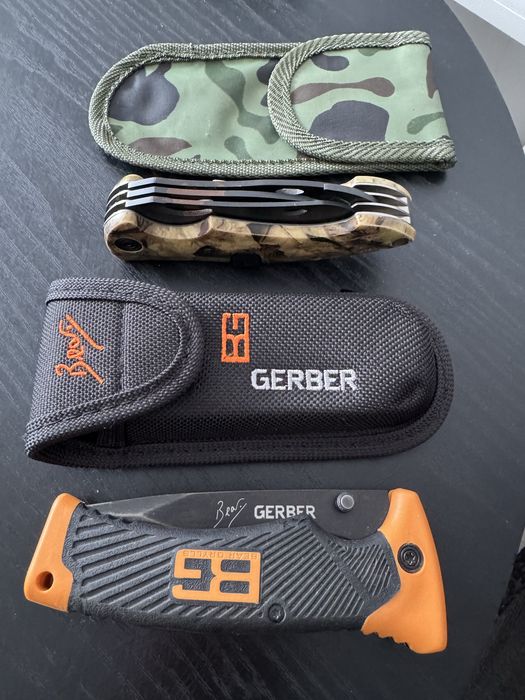 Лот ловни ножове и Opinel, Gerber Bear Grylls + подарък кожен портфейл