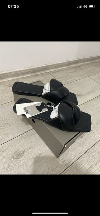 NOU H&M PREMIUM Papuci din piele naturala masura 40, noi cu eticheta