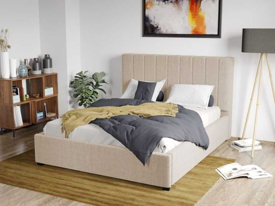 Pat Tapitat pentru saltea de 190 Adam Bej Falcone 102 rabatabil + lada