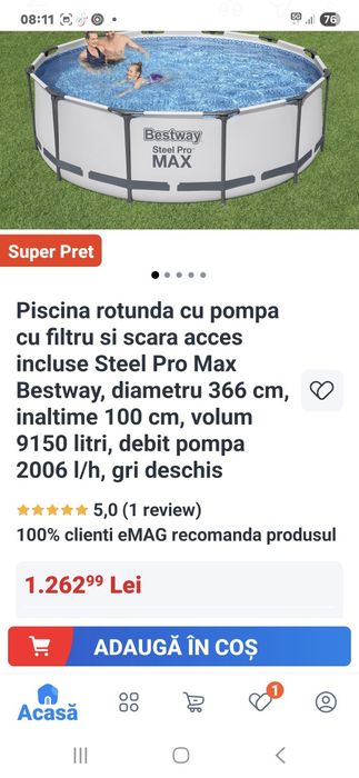 Piscină 3,66 m Nou