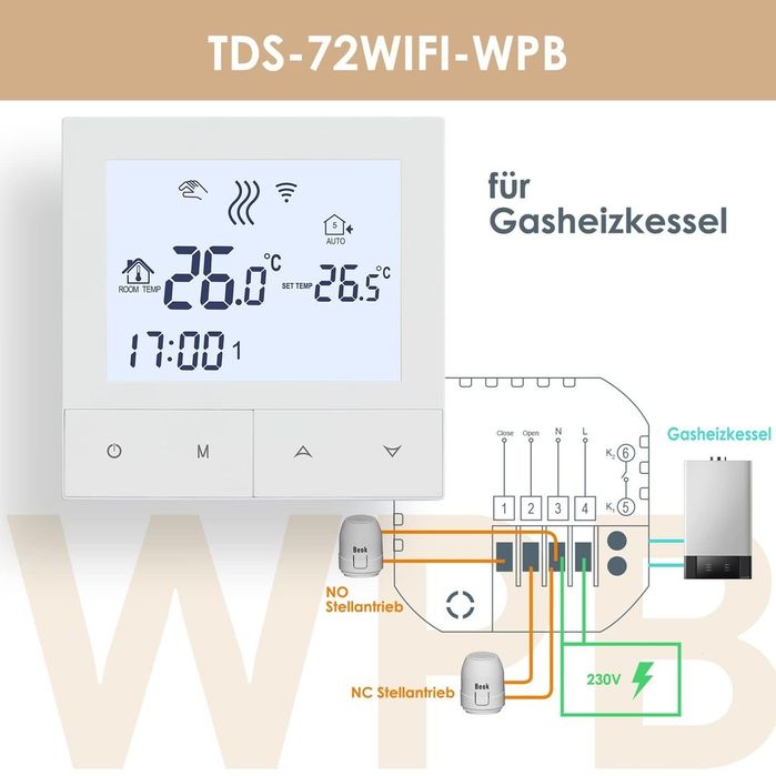 Termostat WiFi programabil centrală gaz Tuya Smart Life 230V