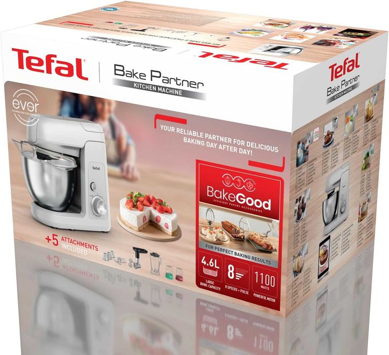 Нов Планетарен Миксер Кухненски Робот TEFAL Bake Partner QB5258 1100W