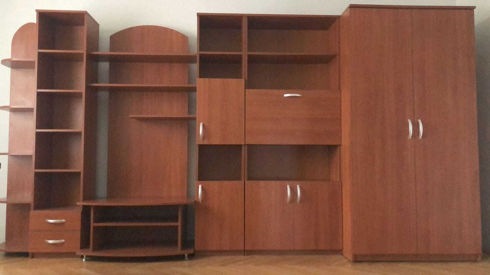 Mobila dormitor (Birou, Dulap, Noptiera, Mobila perete, Pat + Saltea)