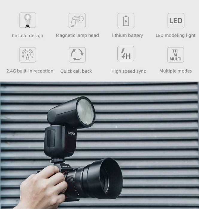 Светкавица Godox V1 / V1C / V1(c) за Canon