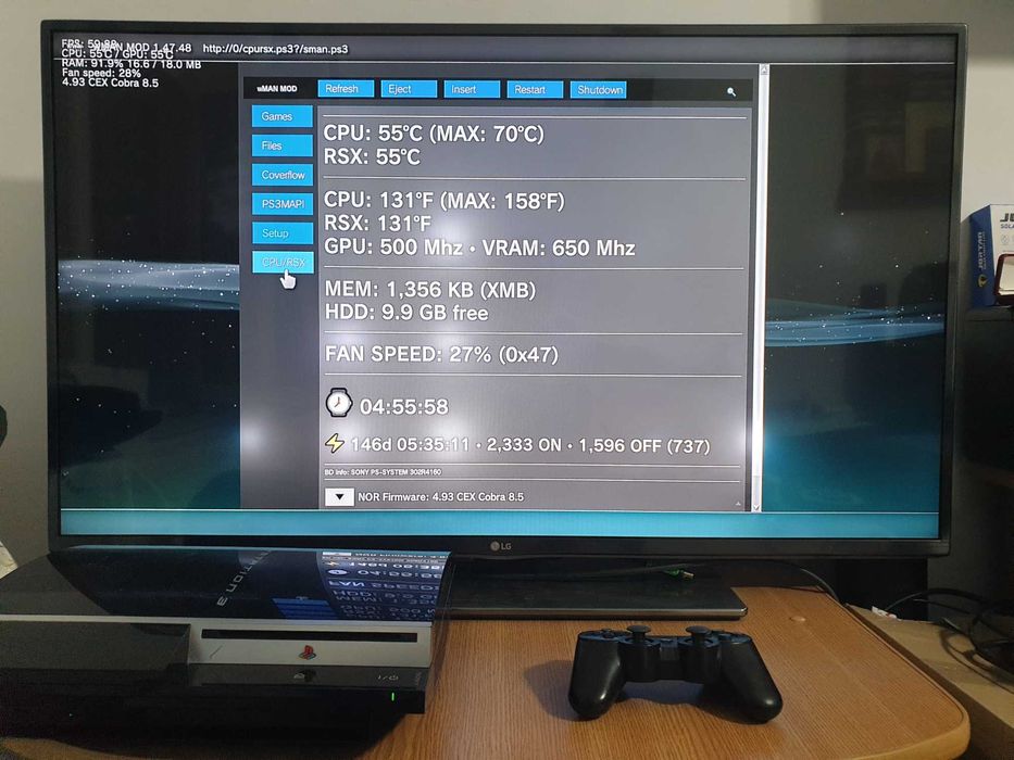 PS3 modat CFW 320 GB + 40 jocuri (GTA V, Red Dead, God of War, NFS)