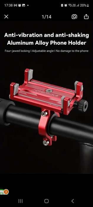 Suport Telefon Bicicletă/Trotinetă/Moto - JOHORSE (Aluminiu, Anti-Șoc)
​Vând suport de telefon