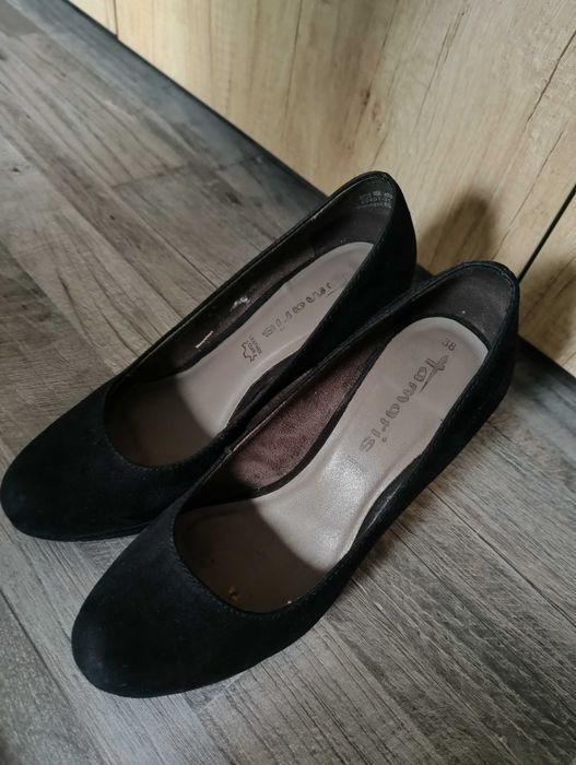Pantofi negri Tamaris nr38 piele întoarsă