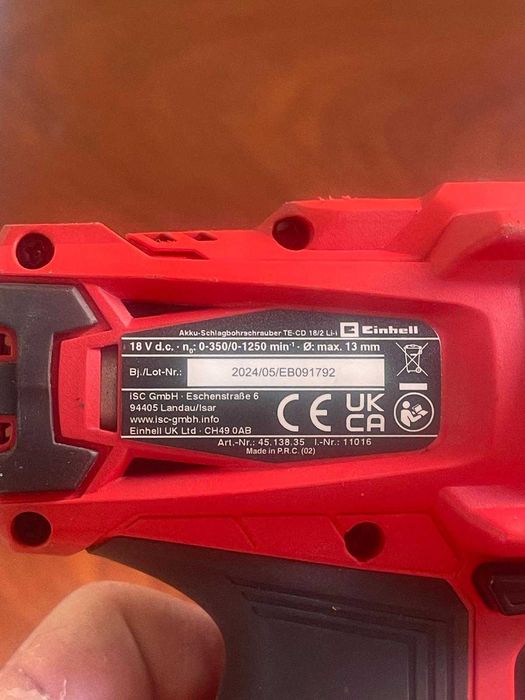 Bormasina pe acumulator Einhell TE-CD 18/2 Li-Solo, 18 V, tehnologia PXC, 2 viteze, 1250 RPM, 44 Nm - pentru piese