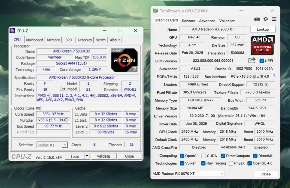 PC Gaming "Red Devil":  Ryzen 7 5800X3D, RX 9070 XT 16GB, 32GB DDR4