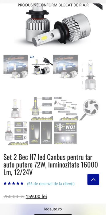 Vand leduri auto h7 Canbus cu ventilatie