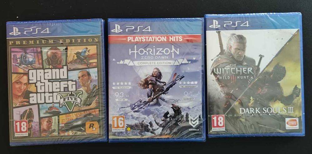 Игри за PS 5 PS 4 GTA 5, Witcher 3, Dark Souls 3, Horizon Zero Dawn