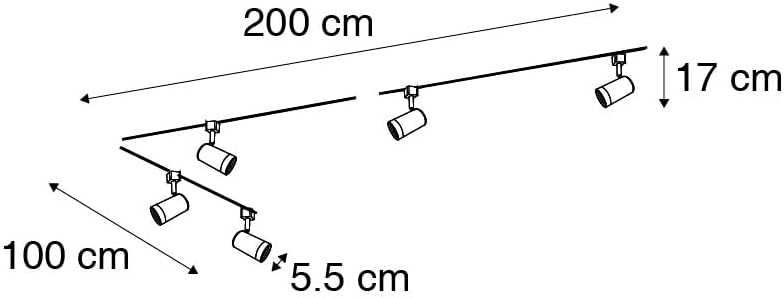 Qazqa – Модерна алуминиева светлина система с 5 точкови прожектора