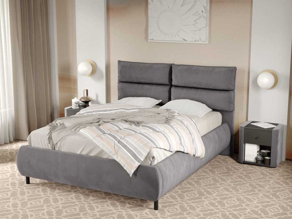 Pat Tapitat Cairo Gri Velluto 16 rabatabil cu perne pe spatar