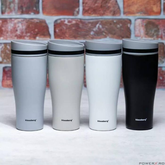 Cana termica, alba, 380ml, termos, inox, Klausberg