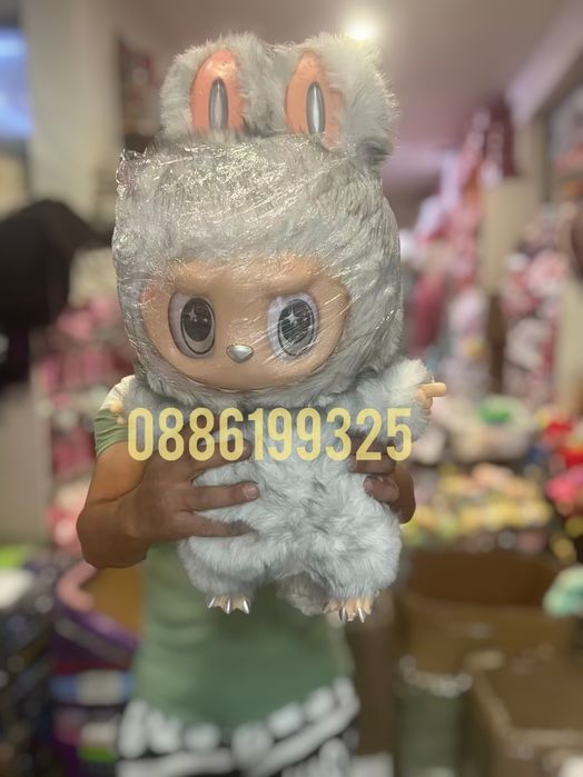 Голямо Лабубу Зимомо Labubu Zimomo бяло, кафяво, черно, сиво, Лилаво