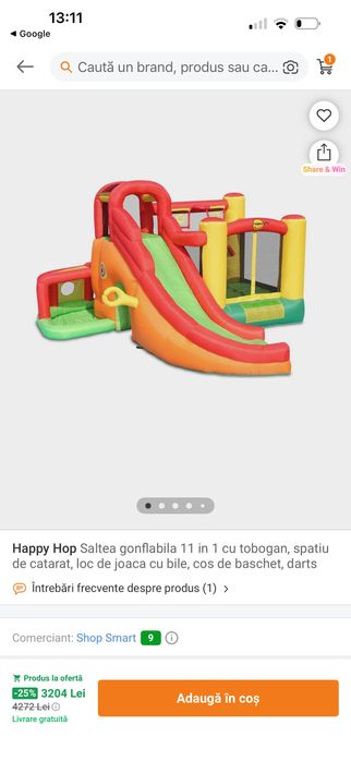 Saltea Topogan Gonflabil Happy Hop