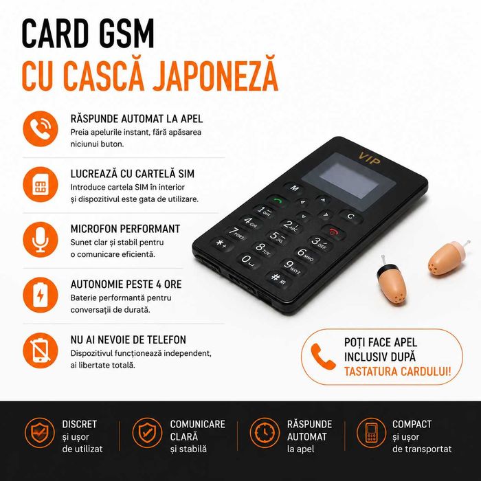 Card GSM de Copiat + Casca de copiat cu Raspuns AUTOMAT Casti de copiat Sisteme