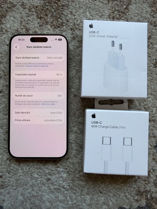 iPhone 15 Pro 90% baterie, Titanium