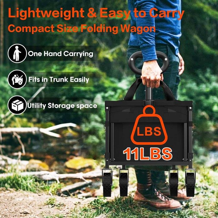 Carucior pliabil, rezistent, cu roti si hayon, capacitate 150 kg