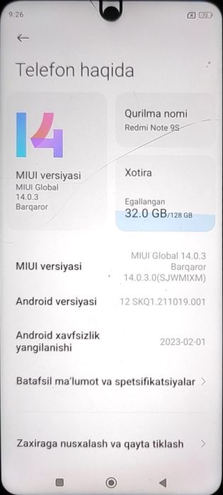Redmi not9S telifoni