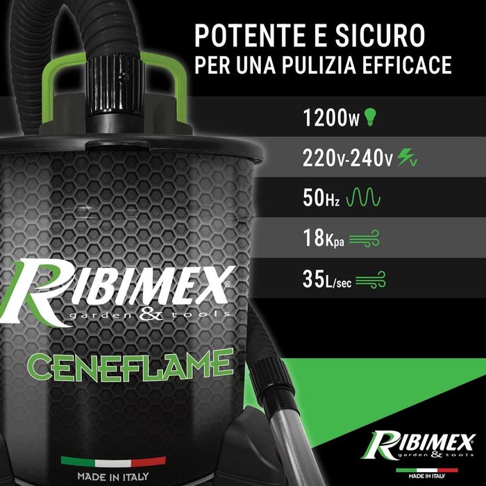 Aspirator electric pentru cenușă Ribimex Ceneflame, HEPA 18 L-PRCEN007