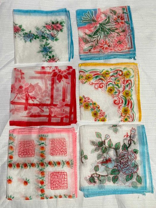 SET SERVIT MASA - 6 INELE ARGINT 835 Hermann Bauer + 6 Servetele Organdi Bumbac - Anii '50 - Rar !