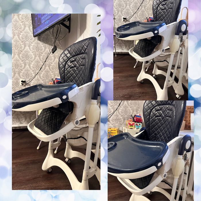 Стульчик для кормления три прложения спинки  и высоты темно-синий